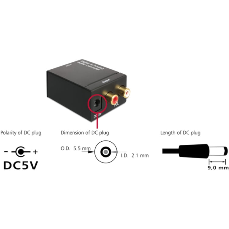 Convertidor de audio digital óptico coaxial Toslink a RCA analógico (negro), Spdif+Coaial to 2RCA
