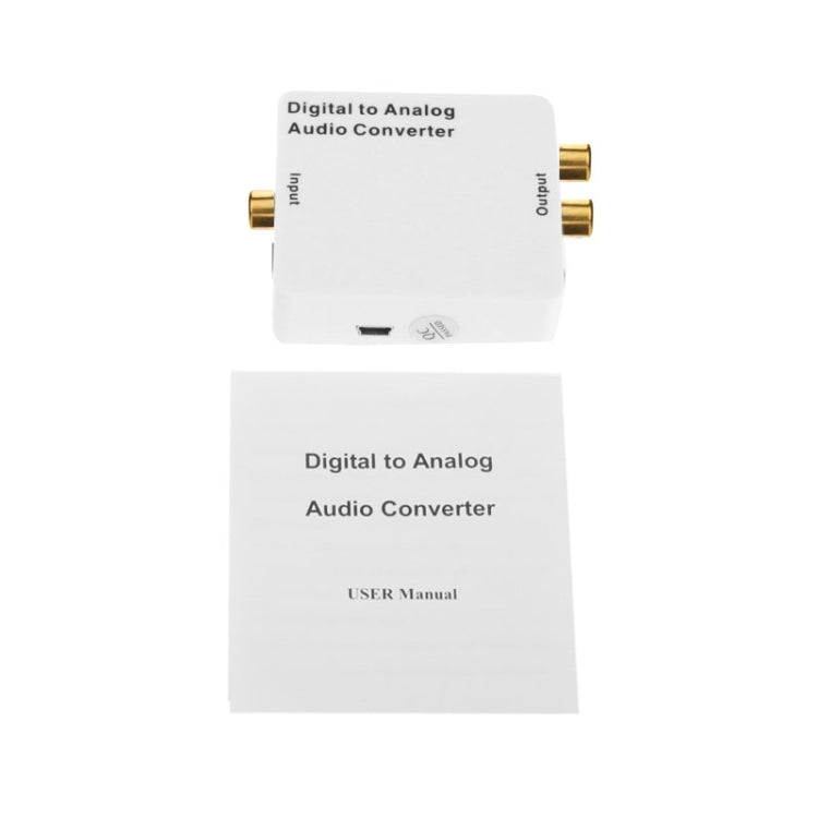 Convertidor de audio digital a analógico / mini decodificador de audio, tamaño: 72 x 55 x 20 mm, Spdif+Coaial to 2RCA+3.5mm