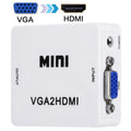 HD 1080P HDMI Mini VGA a HDMI Scaler Box Audio Video Convertidor digital, HD 1080P (White)