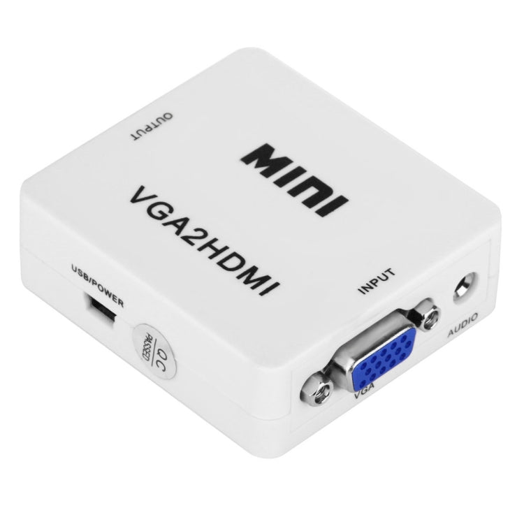 HD 1080P HDMI Mini VGA a HDMI Scaler Box Audio Video Convertidor digital, HD 1080P (White)