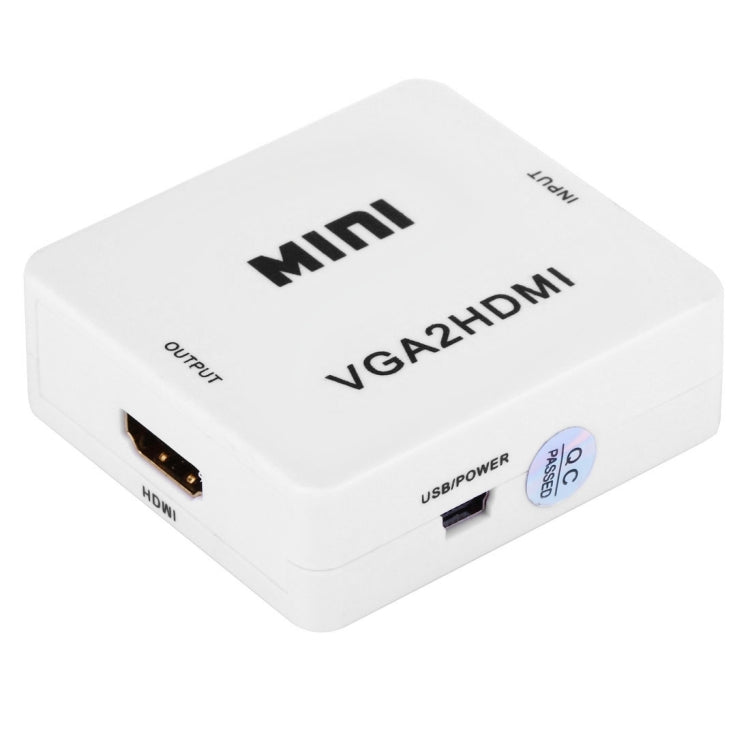 HD 1080P HDMI Mini VGA a HDMI Scaler Box Audio Video Convertidor digital, HD 1080P (White)