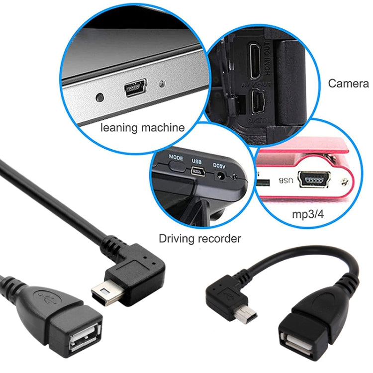 Cable adaptador Mini USB macho a USB 2.0 AF de 90 grados con función OTG, longitud: 13 cm, Right Augle Mini USB, 13cm