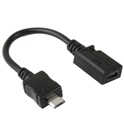 Adaptador de cable mini USB hembra a micro USB macho, longitud: 13 cm