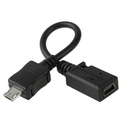 Adaptador de cable mini USB hembra a micro USB macho, longitud: 13 cm