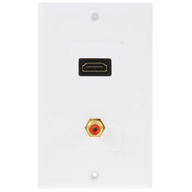 Panel de placa de pared con enchufe HDMI hembra + RCA hembra