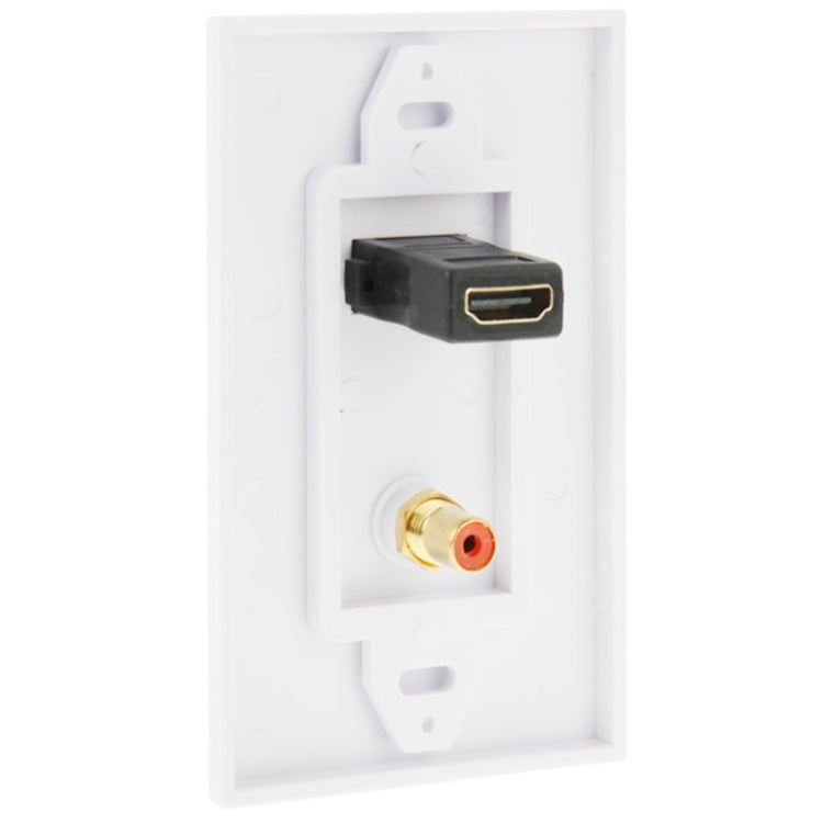 Panel de placa de pared con enchufe HDMI hembra + RCA hembra