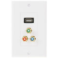 Enchufe USB 2.0 hembra + 3 enchufes RCA hembra Panel de placa de pared