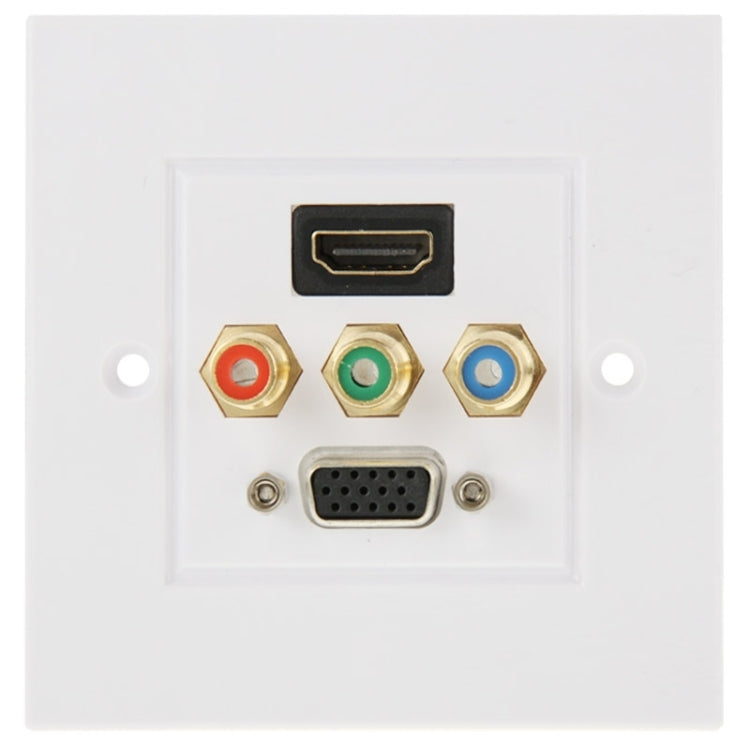 Enchufe HDMI hembra + 3 enchufes RCA hembra + Panel de placa de pared con enchufe VGA hembra
