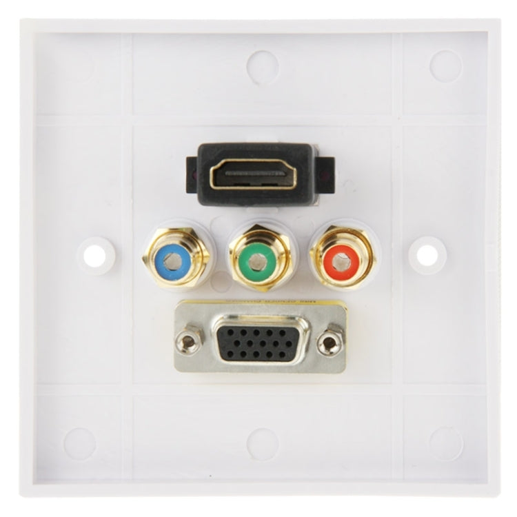 Enchufe HDMI hembra + 3 enchufes RCA hembra + Panel de placa de pared con enchufe VGA hembra