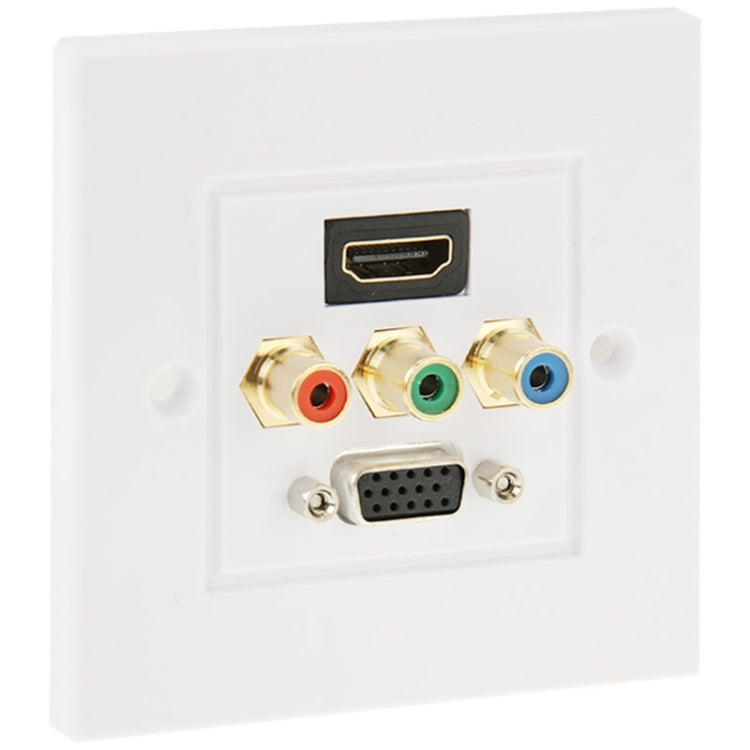 Enchufe HDMI hembra + 3 enchufes RCA hembra + Panel de placa de pared con enchufe VGA hembra
