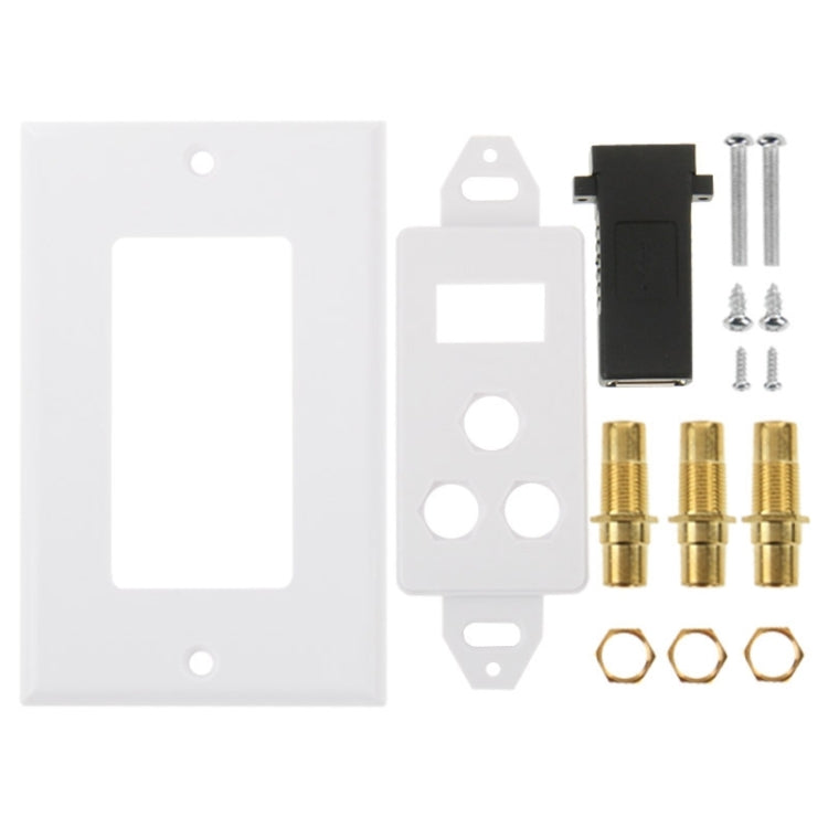Enchufe USB 3.0 hembra + 3 enchufes RCA hembra Panel de placa de pared