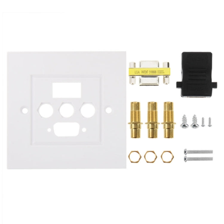 Enchufe hembra USB 3.0 + 3 enchufes RCA hembra + Panel de placa de pared con enchufe hembra VGA