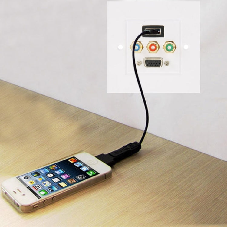 Enchufe hembra USB 3.0 + 3 enchufes RCA hembra + Panel de placa de pared con enchufe hembra VGA