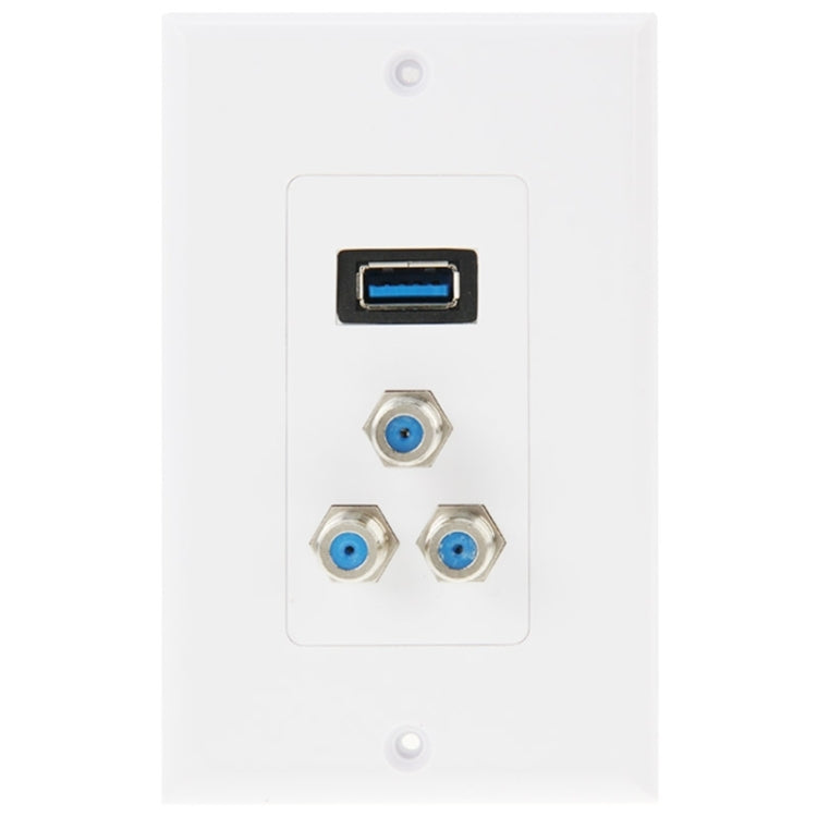 Enchufe USB 3.0 Hembra + 3 Enchufes F Hembra Panel Placa de Pared