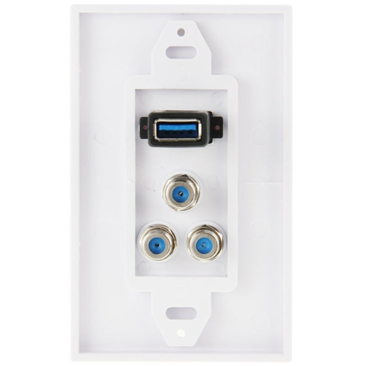 Enchufe USB 3.0 Hembra + 3 Enchufes F Hembra Panel Placa de Pared