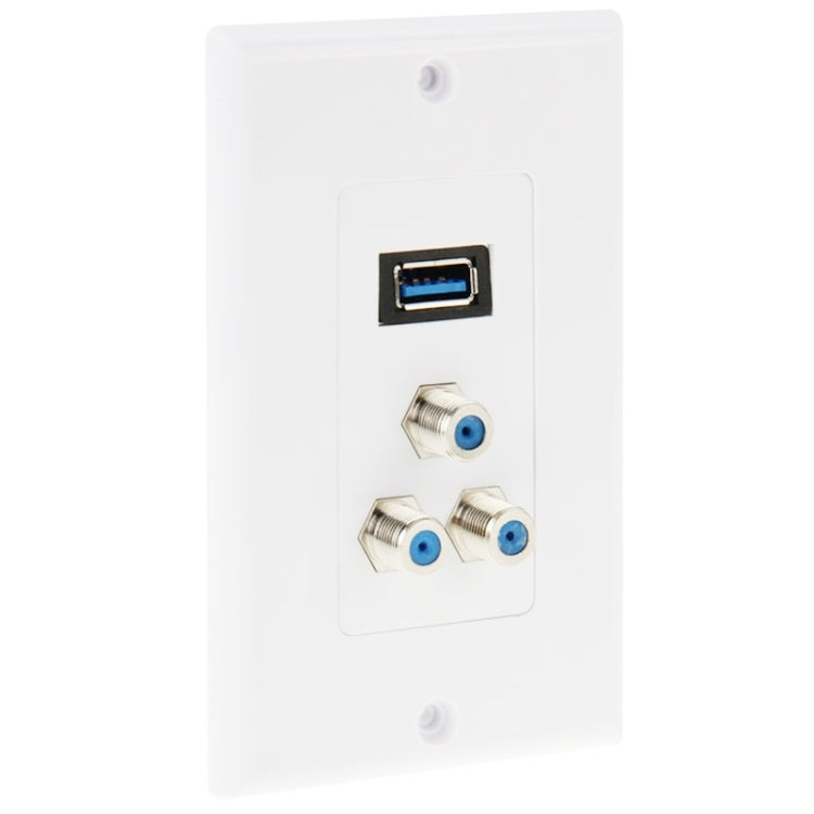 Enchufe USB 3.0 Hembra + 3 Enchufes F Hembra Panel Placa de Pared