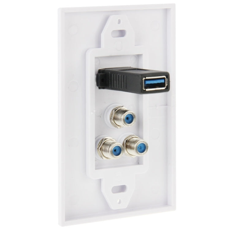 Enchufe USB 3.0 Hembra + 3 Enchufes F Hembra Panel Placa de Pared