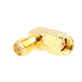 Adaptador SMA hembra a SMA macho chapado en oro con ángulo de 90 grados, SMA Female to Male