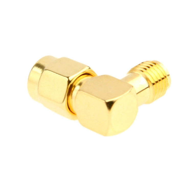 Adaptador SMA hembra a SMA macho chapado en oro con ángulo de 90 grados, SMA Female to Male