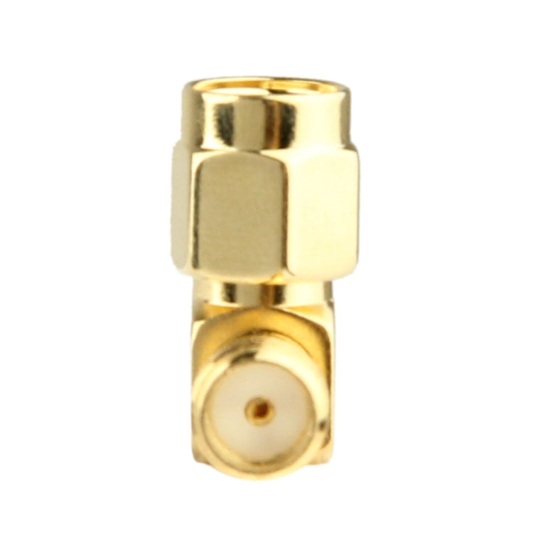 Adaptador SMA hembra a SMA macho chapado en oro con ángulo de 90 grados, SMA Female to Male