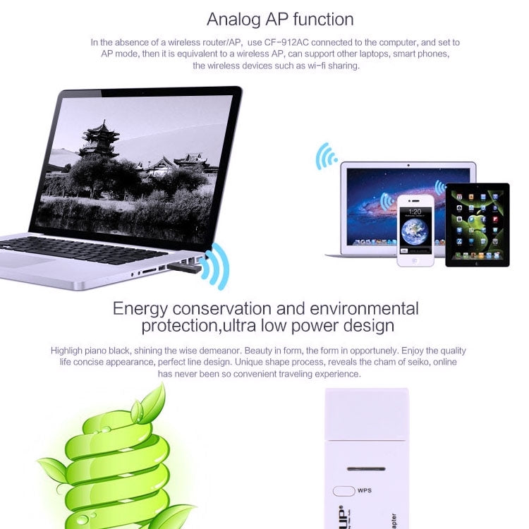 EDUP AC-1601 802.11AC 1200M Adaptador inalámbrico Wifi USB 3.0 de doble banda, AC-1601 1200Mbps