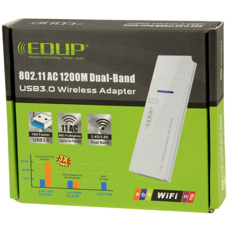 EDUP AC-1601 802.11AC 1200M Adaptador inalámbrico Wifi USB 3.0 de doble banda, AC-1601 1200Mbps