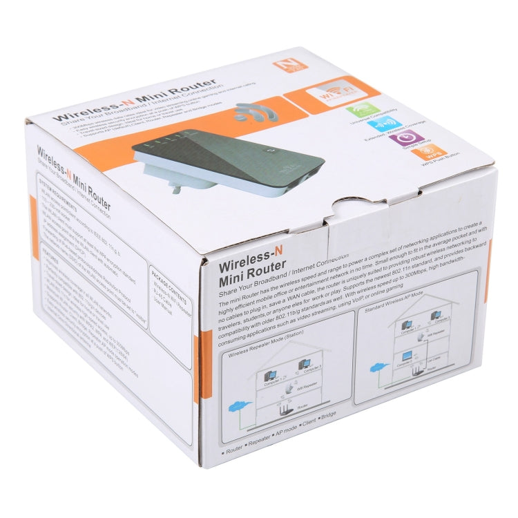 Mini enrutador inalámbrico N de 300Mbps, compatible con modos de funcionamiento AP/cliente/enrutador/puente/repetidor, entrega aleatoria de señales, EU Plug, US Plug