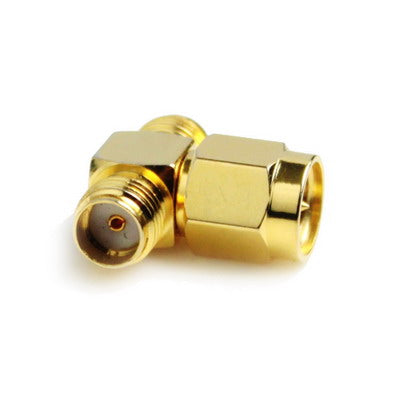 Adaptador SMA macho a 2 SMA hembra (tipo T), chapado en oro, SMA Male to 2 SMA Female