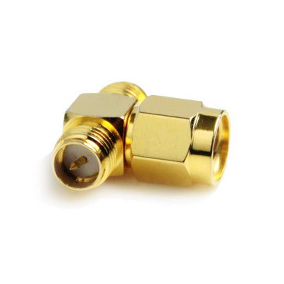 Adaptador RP-SMA macho a 2 RP-SMA hembra (tipo T), chapado en oro, RP-SMA Male to 2 RP-SMA Female