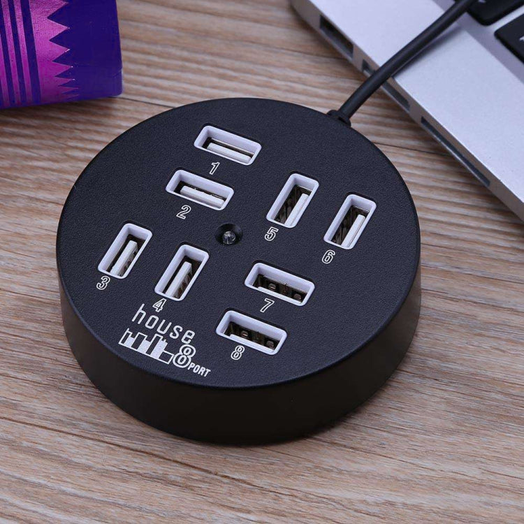Hub redondo portátil USB 2.0 de 8 puertos de alta velocidad, longitud: 60 cmHub redondo circular USB 2.0 de 8 puertos Adaptador de expansión divisor multipuerto para computadora portátil, compatible con HDD móvil de 1 TB, Round Circular(White)         ...