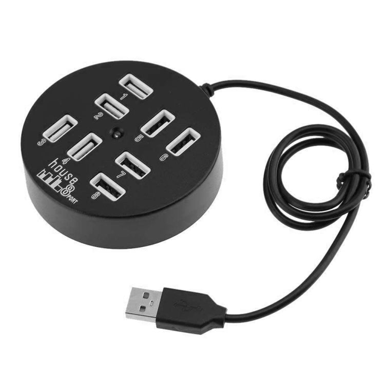 Hub redondo portátil USB 2.0 de 8 puertos de alta velocidad, longitud: 60 cmHub redondo circular USB 2.0 de 8 puertos Adaptador de expansión divisor multipuerto para computadora portátil, compatible con HDD móvil de 1 TB, Round Circular(White)         ...