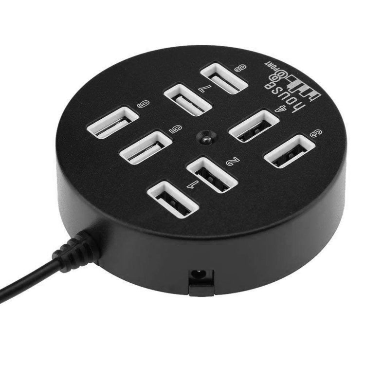 Hub redondo portátil USB 2.0 de 8 puertos de alta velocidad, longitud: 60 cmHub redondo circular USB 2.0 de 8 puertos Adaptador de expansión divisor multipuerto para computadora portátil, compatible con HDD móvil de 1 TB, Round Circular(White)         ...