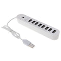 Hub ovalado portátil USB 2.0 de 8 puertos, longitud: 50 cm, 8 Ports (White), 8 Ports (Black)