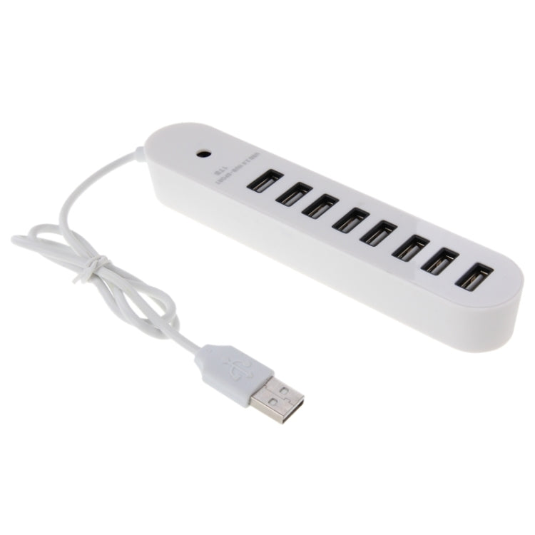 Hub ovalado portátil USB 2.0 de 8 puertos, longitud: 50 cm, 8 Ports (White), 8 Ports (Black)