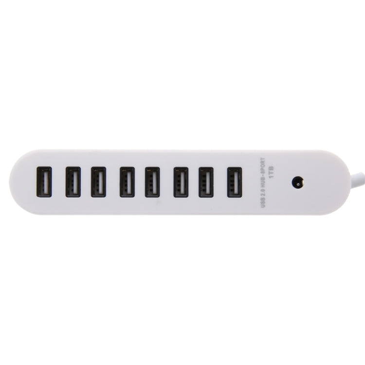 Hub ovalado portátil USB 2.0 de 8 puertos, longitud: 50 cm, 8 Ports (White), 8 Ports (Black)