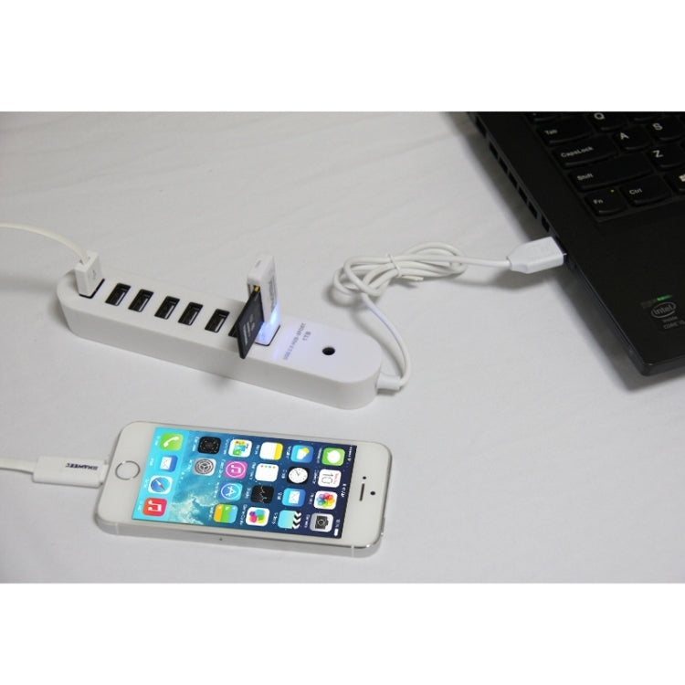 Hub ovalado portátil USB 2.0 de 8 puertos, longitud: 50 cm, 8 Ports (White), 8 Ports (Black)