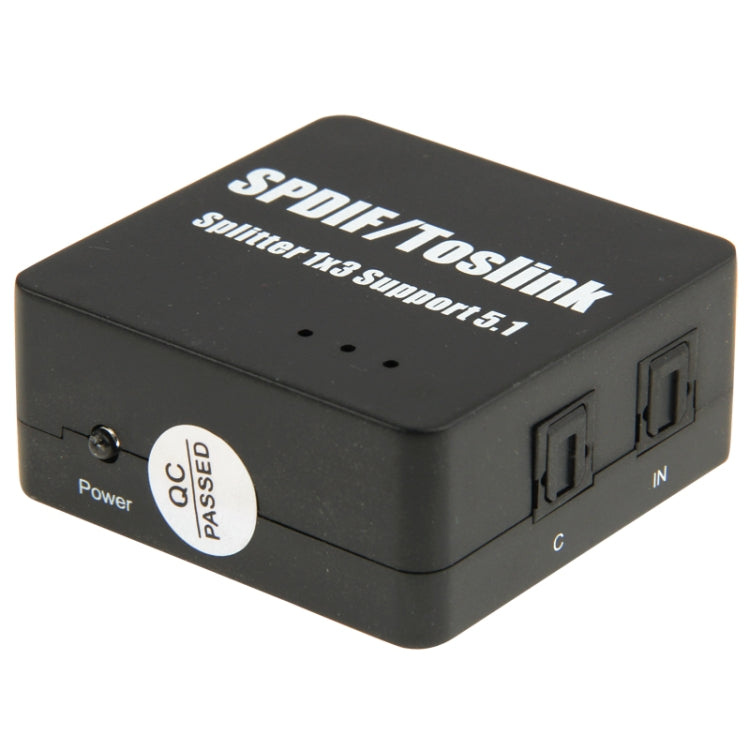 Adaptador de corriente SPDIF/TOSLINK, amplificador divisor de Audio óptico Digital, 1x3, compatible con 5,1, Supports 5.1