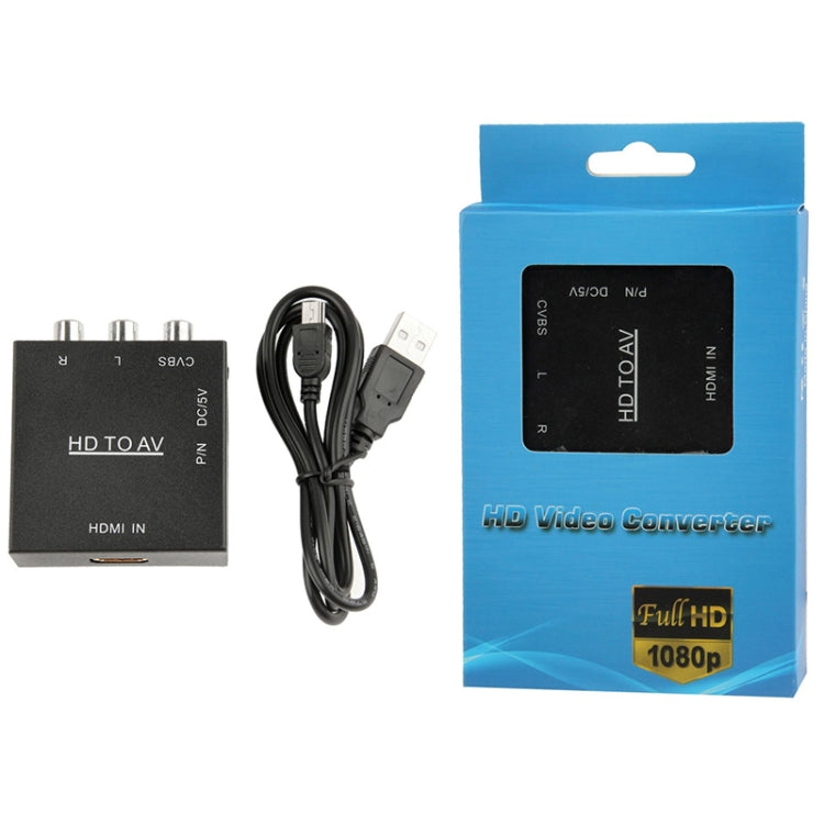 HDV-M610 Adaptador convertidor de vídeo Full HD 1080P HDMI a AV/CVBS de tamaño mini, HDMI to AV/CVBS (Mini)