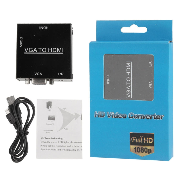 HD 1080P HDMI Mini VGA a HDMI Scaler Box Audio Video Adaptador convertidor digital para PC / HDTV, HD 1080P