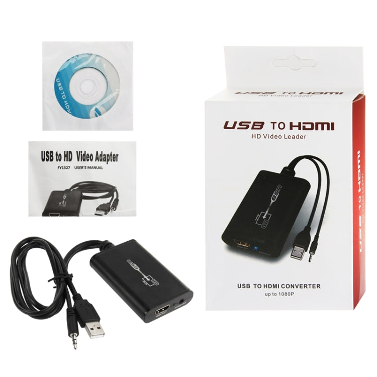 Convertidor líder de vídeo USB 2.0 a HDMI HD para HDTV, compatible con Full HD 1080P, USB 2.0 to HDMI