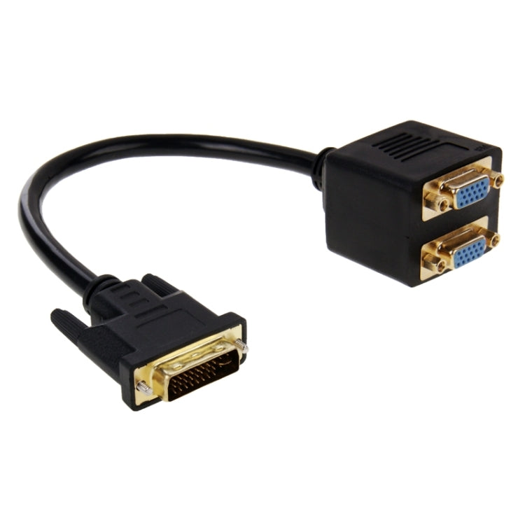 Cable divisor DVI 24+5 pines macho a 2 VGA hembra de 30 cm, DVI 24+5 Pin Male