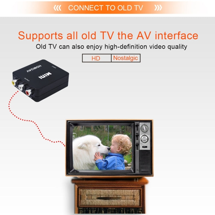 Adaptador convertidor de vídeo VK-126 Mini HD HDMI a AV/CVBS, HDMI to AV/CVBS