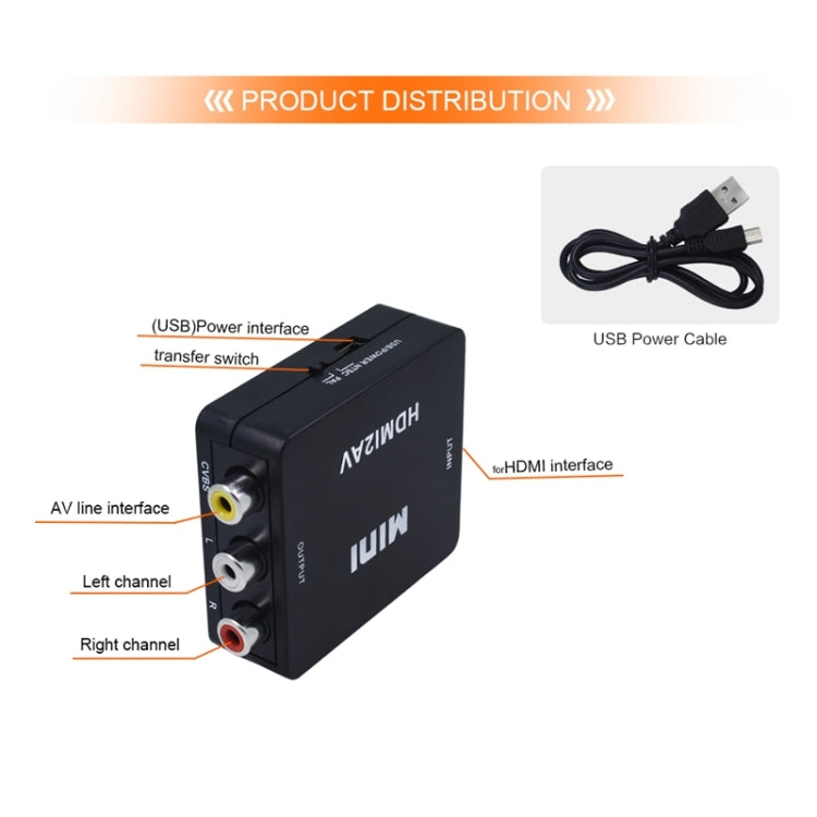 Adaptador convertidor de vídeo VK-126 Mini HD HDMI a AV/CVBS, HDMI to AV/CVBS