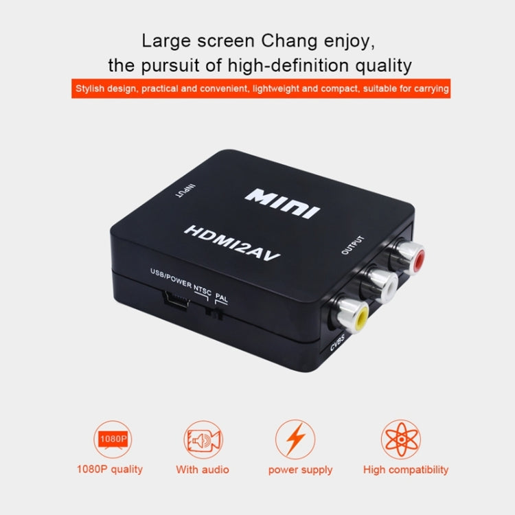 Adaptador convertidor de vídeo VK-126 Mini HD HDMI a AV/CVBS, HDMI to AV/CVBS