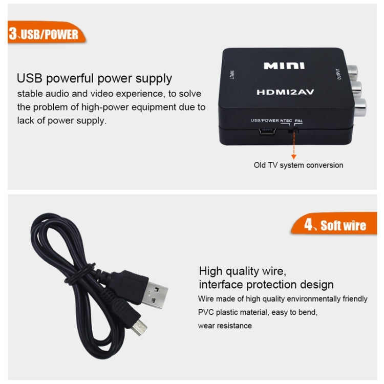 Adaptador convertidor de vídeo VK-126 Mini HD HDMI a AV/CVBS, HDMI to AV/CVBS