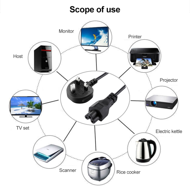 Cable de alimentación de CA para computadora portátil de Reino Unido, estilo Reino Unido, de alta calidad, de 3 clavijas, longitud: 1,5 m, 3 Prong Style UK Plug, Length: 1.5m