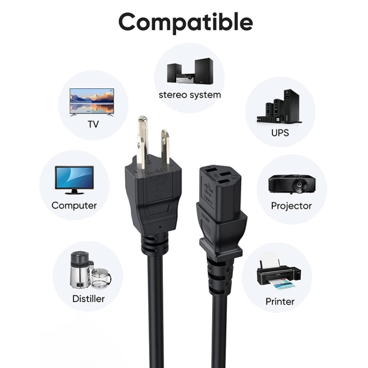 Cable de alimentación de CA para portátil estadounidense de 3 clavijas de alta calidad, longitud: 1,8 m, US Plug, 1.8m