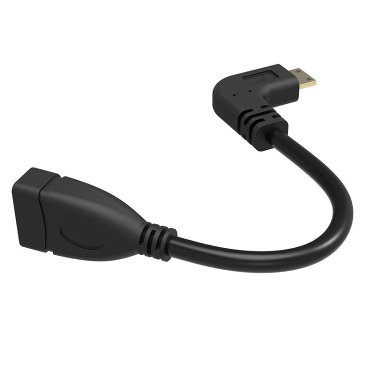 Cable mini HDMI macho chapado en oro de 16 cm a HDMI hembra de 19 pines, ángulo recto de 90 grados, Right Angle Mini HDMI to HDMI