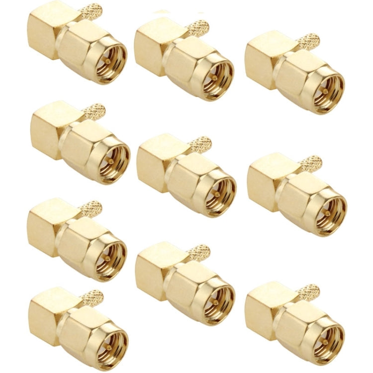 10 Uds. Conector macho SMA de engarzado chapado en oro adaptador conector RF de ángulo recto de 90 grados para Cable RG174/RG316/RG179, Crimp SMA Male Plug Right Angle
