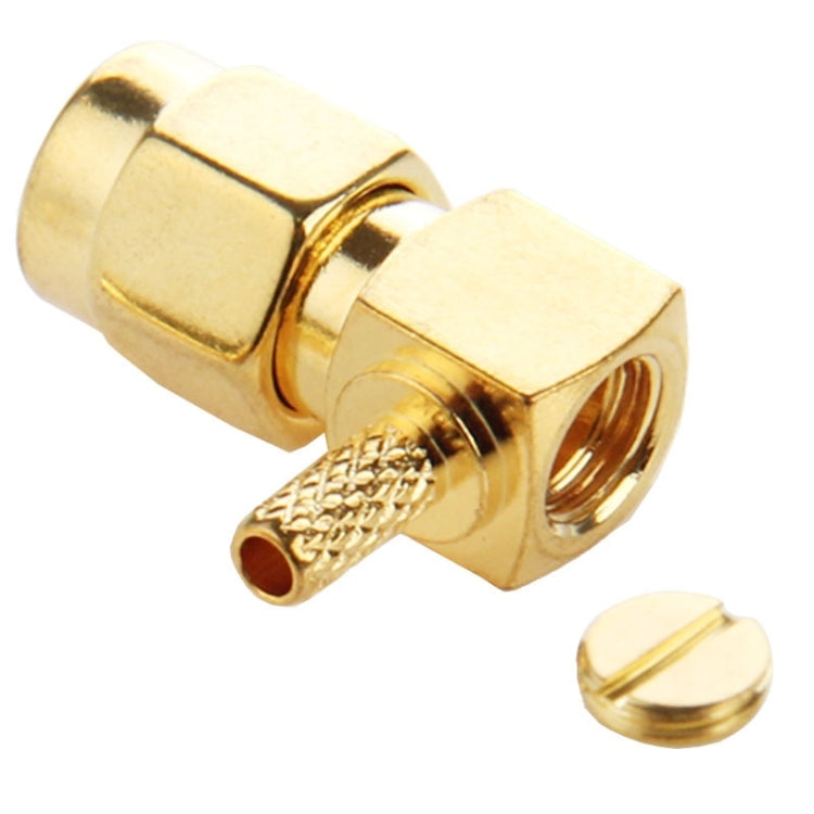 10 Uds. Conector macho SMA de engarzado chapado en oro adaptador conector RF de ángulo recto de 90 grados para Cable RG174/RG316/RG179, Crimp SMA Male Plug Right Angle